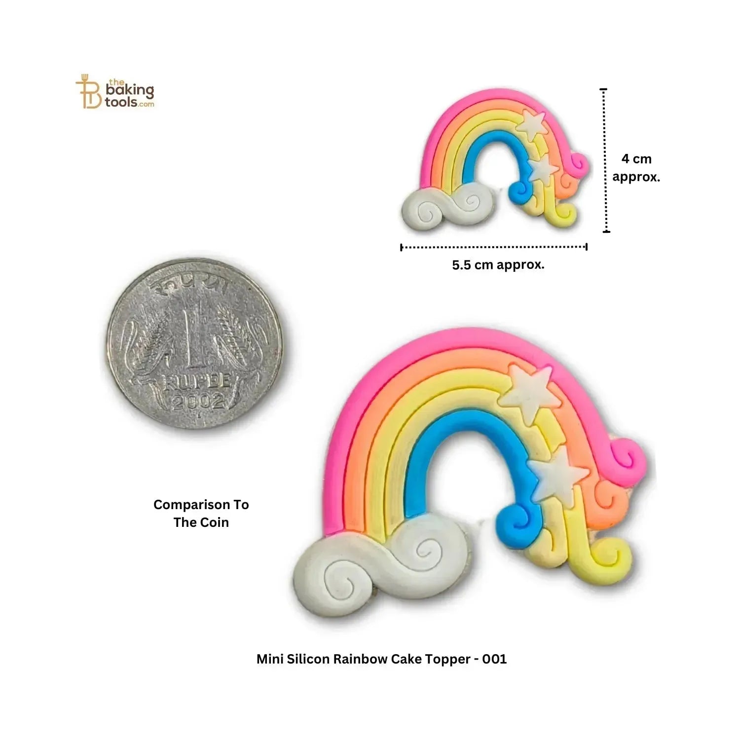 Mini Silicon Rainbow Cake Topper - 001 - thebakingtools.com