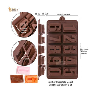 Number Chocolate Mould Silicone (10 Cavity, 0-9) - thebakingtools.com