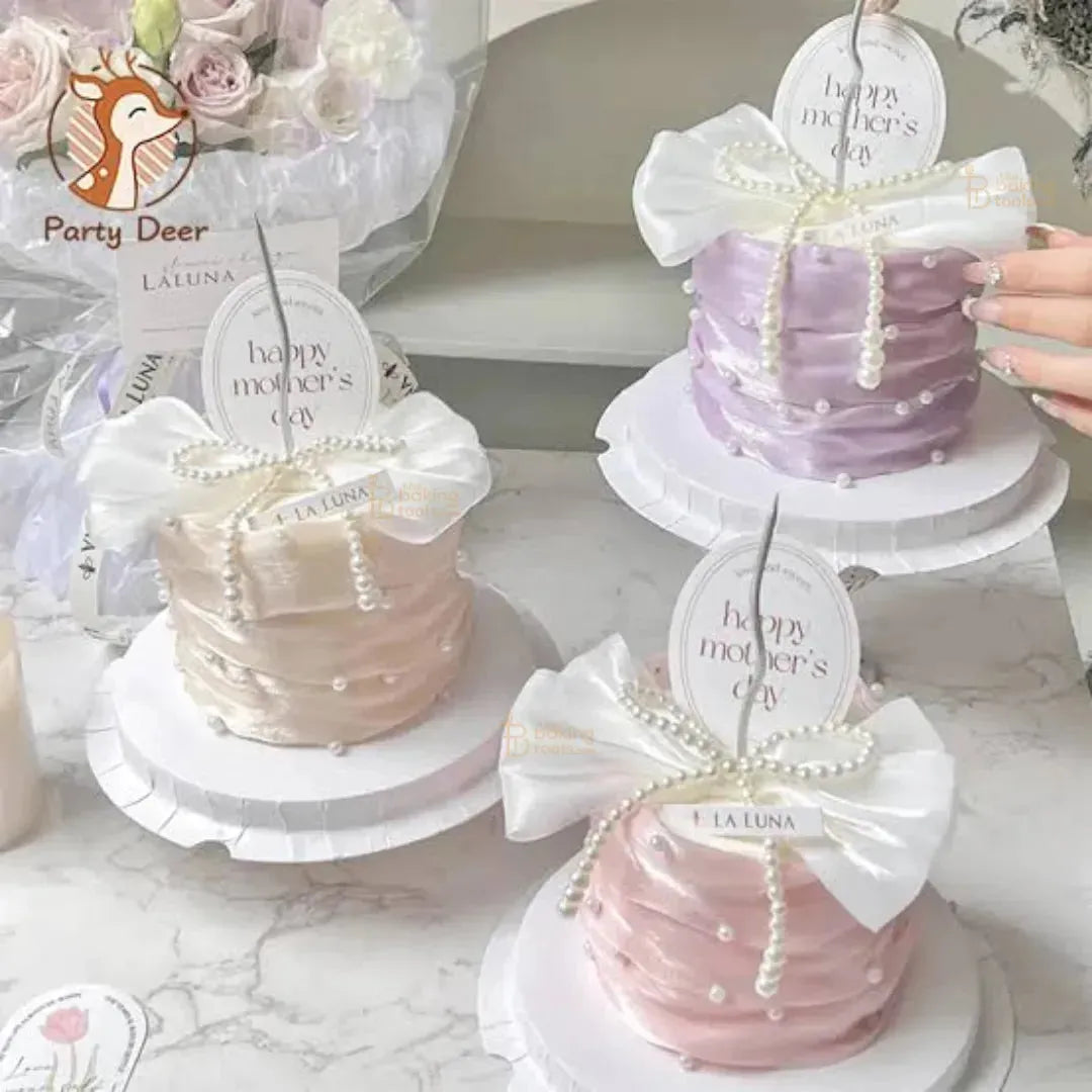 Pearl Bowknot Cake Topper | Coquette Cake Topper Pearl Bow Knot Charm - thebakingtools.com