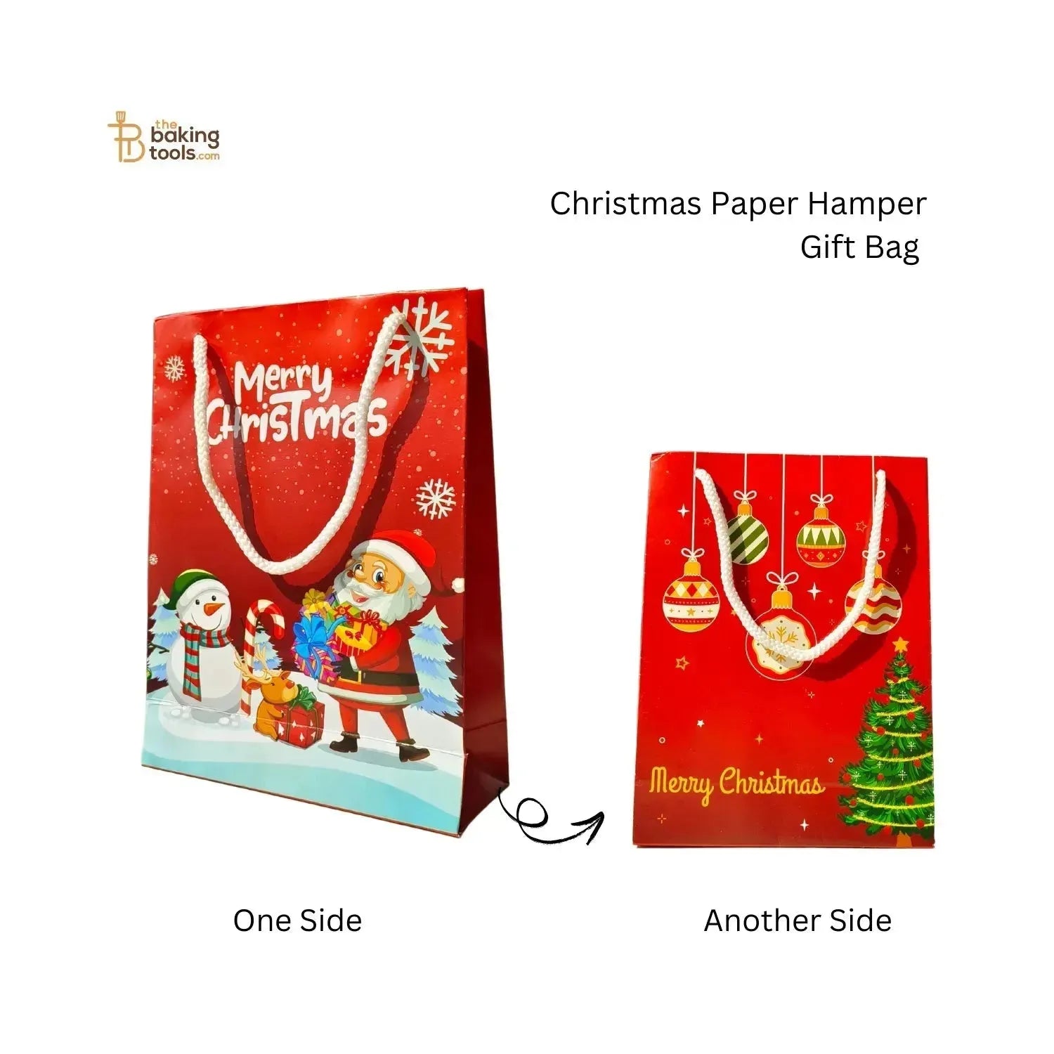 Red Merry Christmas Gift Bag Paper Hamper Xmas Goodies Bag - Pack of 5 Pcs - thebakingtools.com