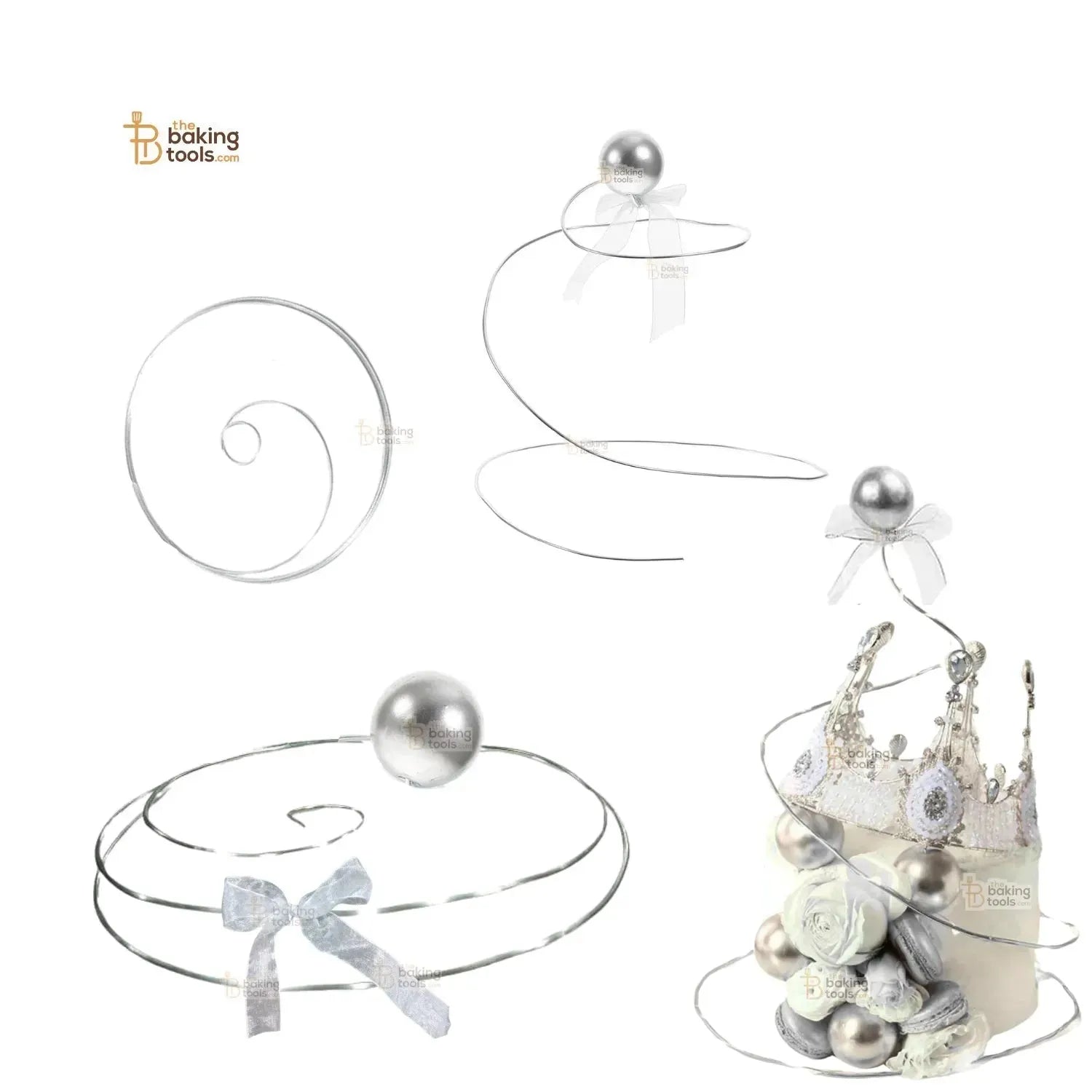 Silver Spiral Metal Wire with Silver Ball - thebakingtools.com