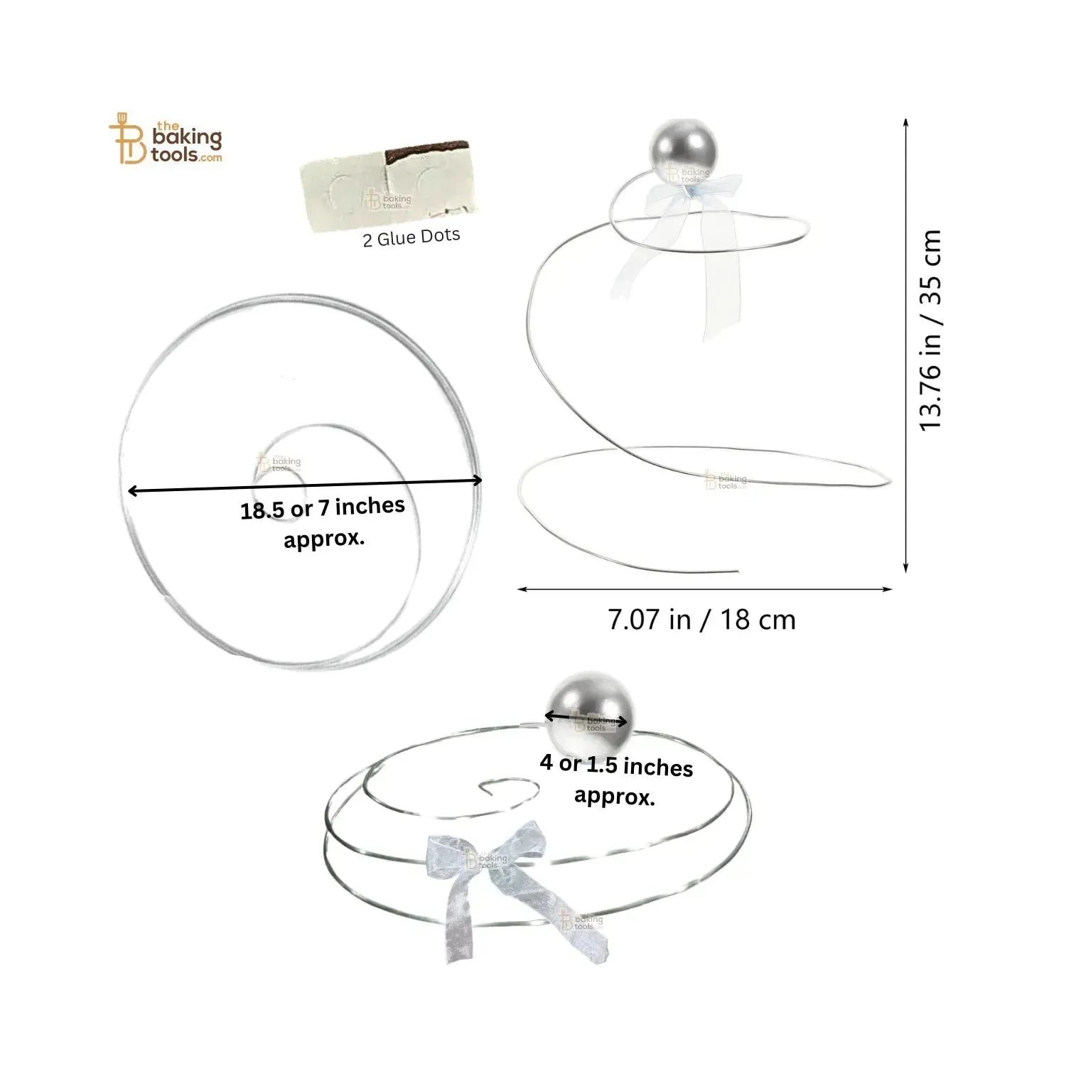 Silver Spiral Metal Wire with Silver Ball - thebakingtools.com