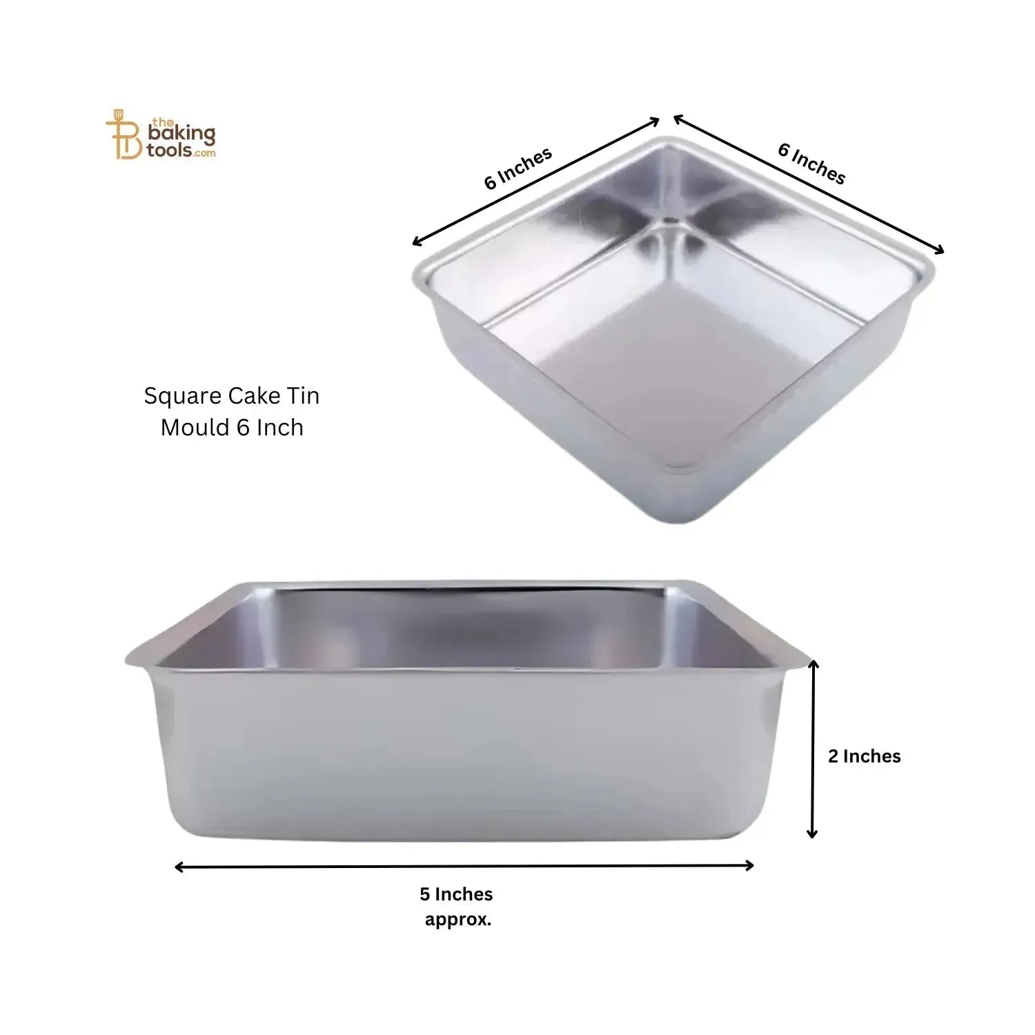 Square Cake Tin Mould 6 Inch (No Damage Claims) - thebakingtools.com