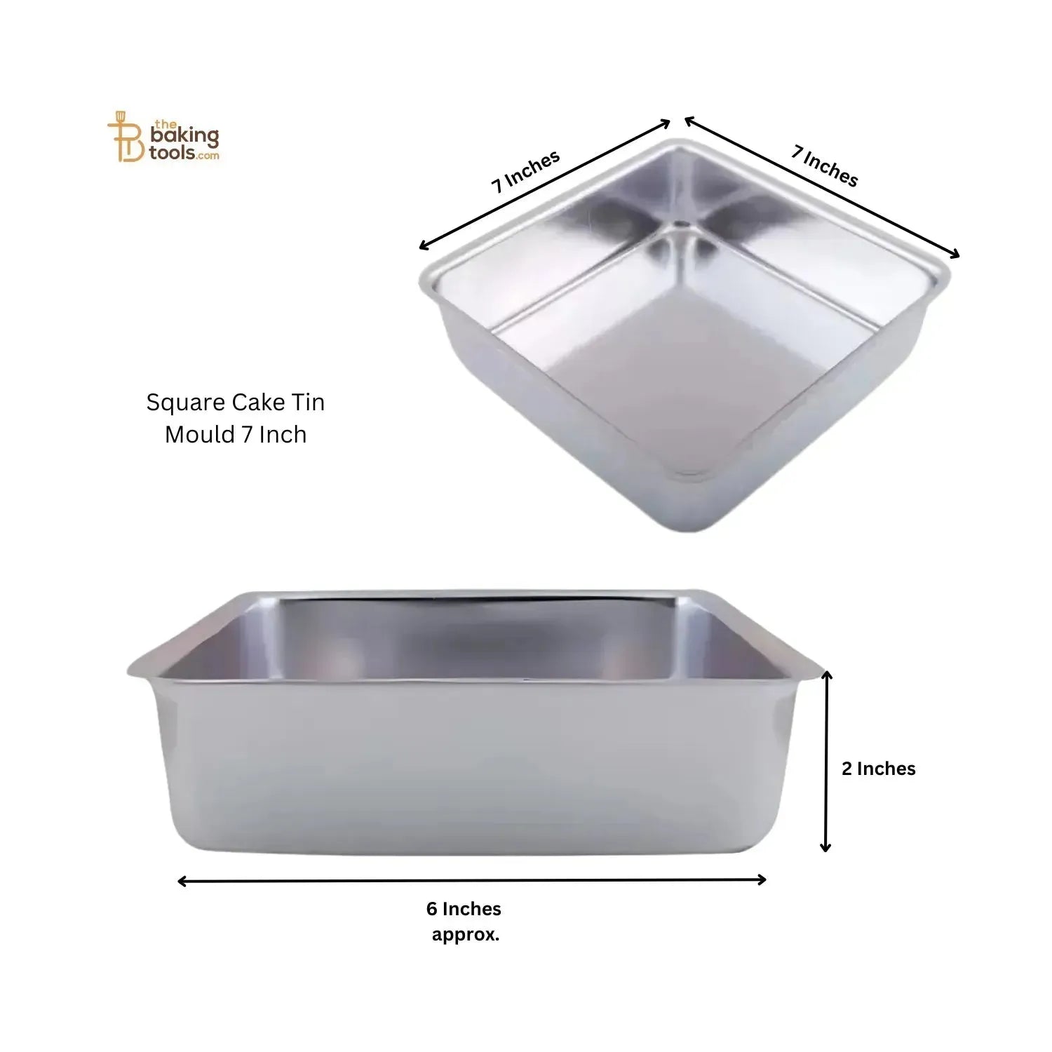 Square Cake Tin Mould 7 Inch (No Damage Claims) - thebakingtools.com