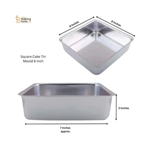 Square Cake Tin Mould 8 Inch (No Damage Claims) - thebakingtools.com