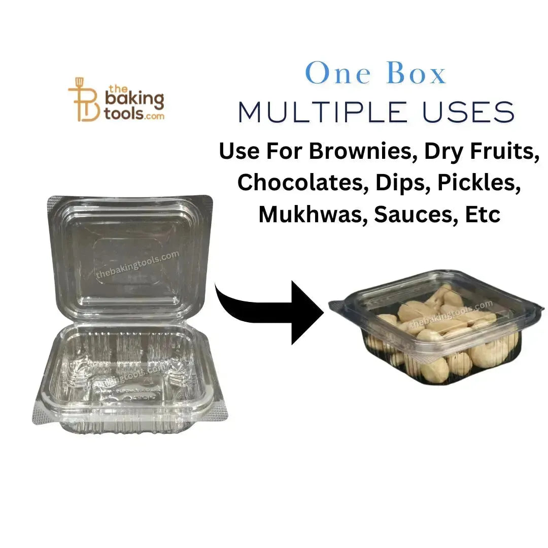 Hinged Pet Container For Brownie Flat Lid 100ml Pack of 50 (NO COD) - thebakingtools.com