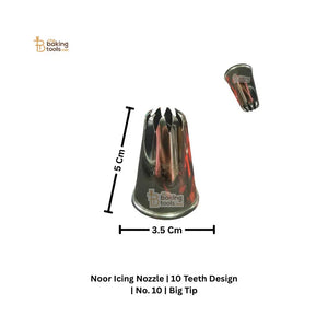 Noor Icing Nozzle | 10 Teeth Design | No. 10 | Big Tip - thebakingtools.com