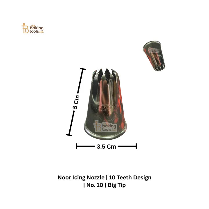 Noor Icing Nozzle | 10 Teeth Design | No. 10 | Big Tip - thebakingtools.com