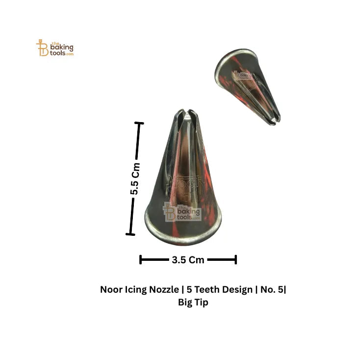 Noor Icing Nozzle | 5 Teeth Design | No. 5 | Big Tip - thebakingtools.com