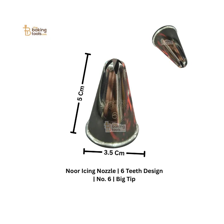 Noor Icing Nozzle | 6 Teeth Design | No. 6 | Big Tip - thebakingtools.com