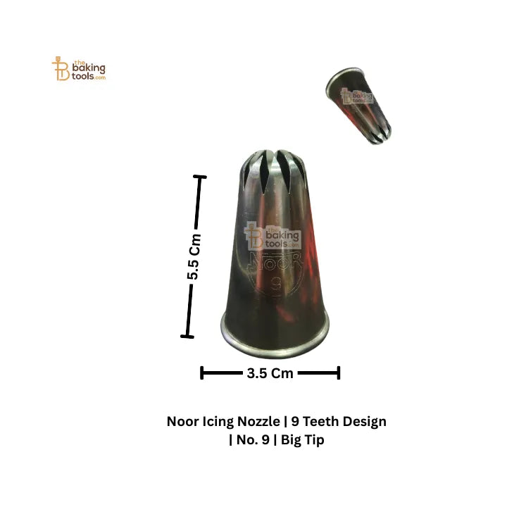 Noor Icing Nozzle | 9 Teeth Design | No. 9 | Big Tip - thebakingtools.com