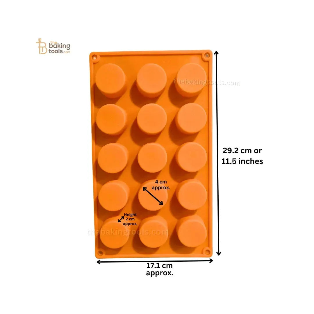 15 Cavity Round Mini Cheese Cake Coin Shape Chocolate Silicone Mould - thebakingtools.com