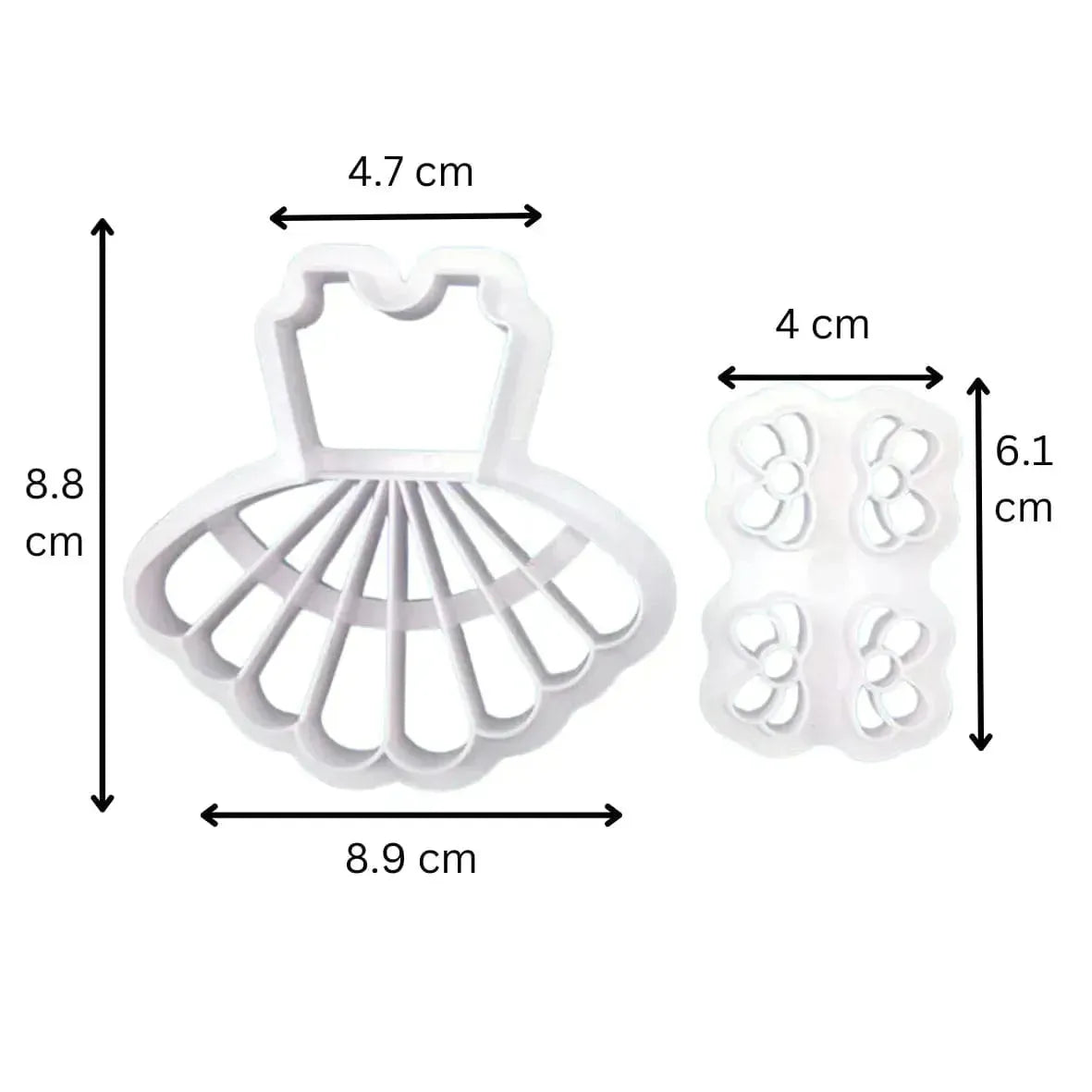 2 Pcs Princess Girl Dress Frock With Bow Tie Plunger Cutter Cookie Cutter - thebakingtools.com
