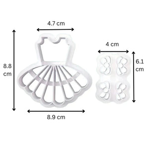 2 Pcs Princess Girl Dress Frock With Bow Tie Plunger Cutter Cookie Cutter - thebakingtools.com