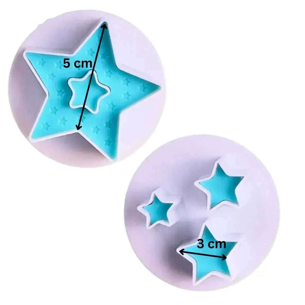 2PCS Big Star Plunger Cutter - Blue - thebakingtools.com