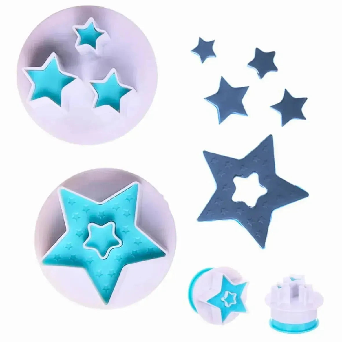 2PCS Big Star Plunger Cutter - Blue - thebakingtools.com
