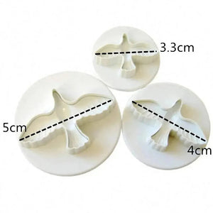 3 Pcs Dove Bird Plunger Cutter Cookie Biscuit Fondant Cutter - thebakingtools.com