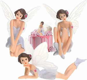 3 Pcs Fairy Doll Cake Topper Angel With Wings Dolls - thebakingtools.com