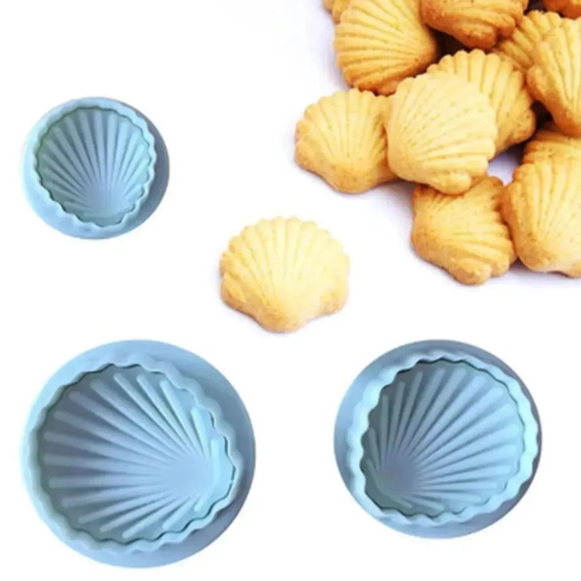 3 PCs Sea Shell 3D Plunger Cutter - thebakingtools.com