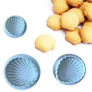 3 PCs Sea Shell 3D Plunger Cutter - thebakingtools.com