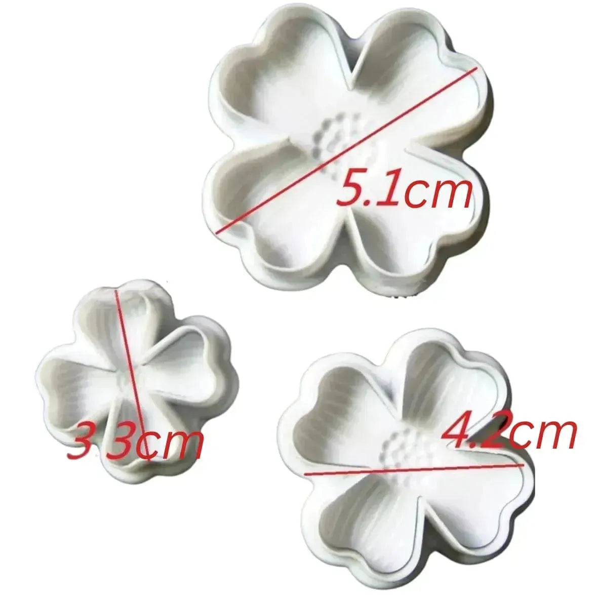 3 PCs Set Four Petal Flower Plunger Cutter - thebakingtools.com