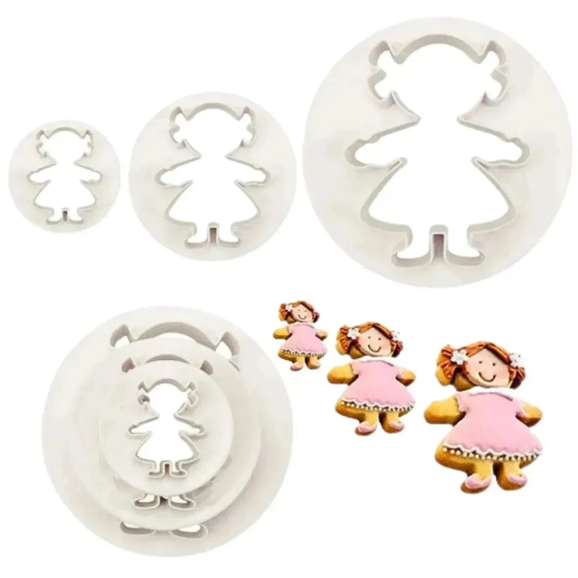 3 PCs set Little Girl Plunger Cutters - thebakingtools.com