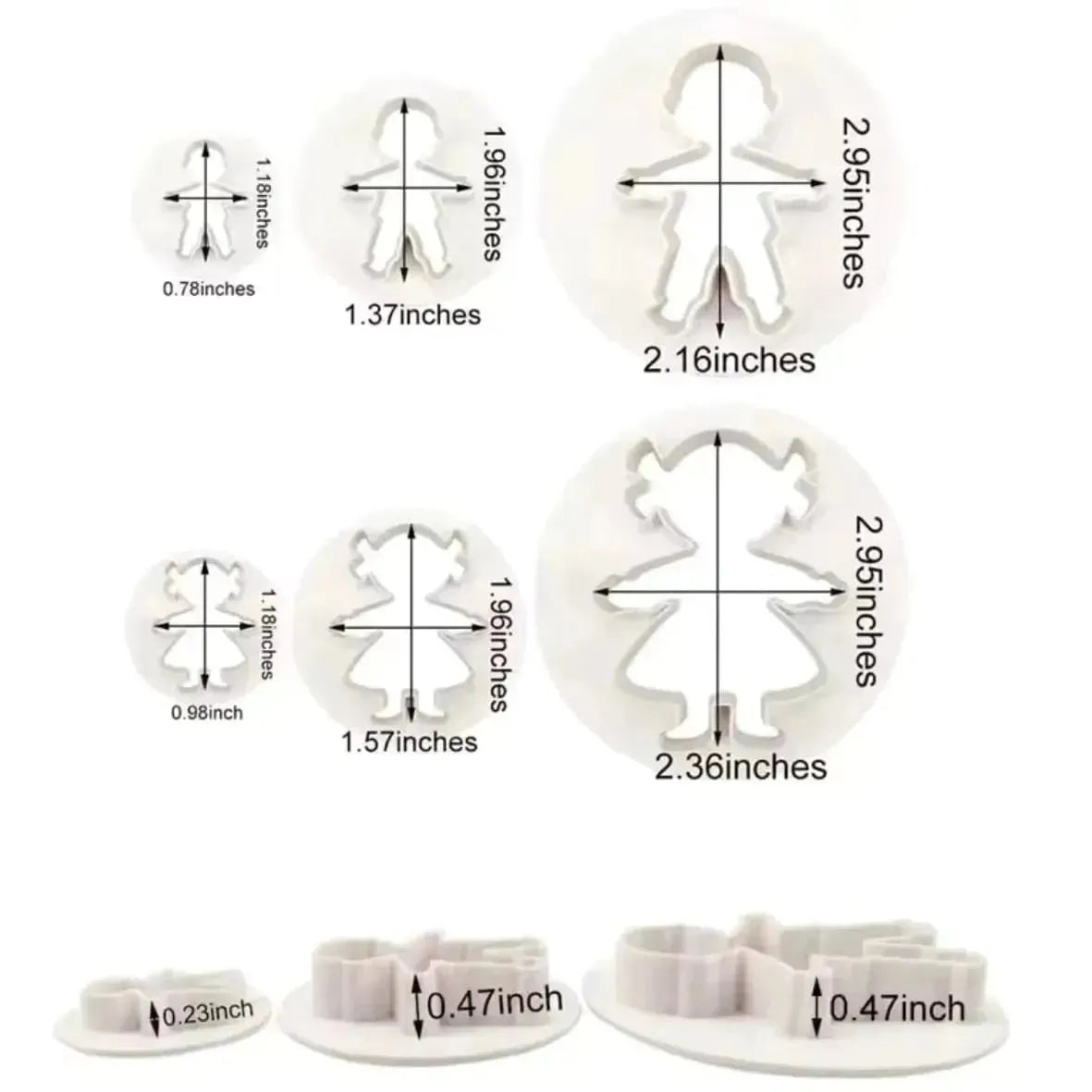 3 PCs set Little Girl Plunger Cutters - thebakingtools.com