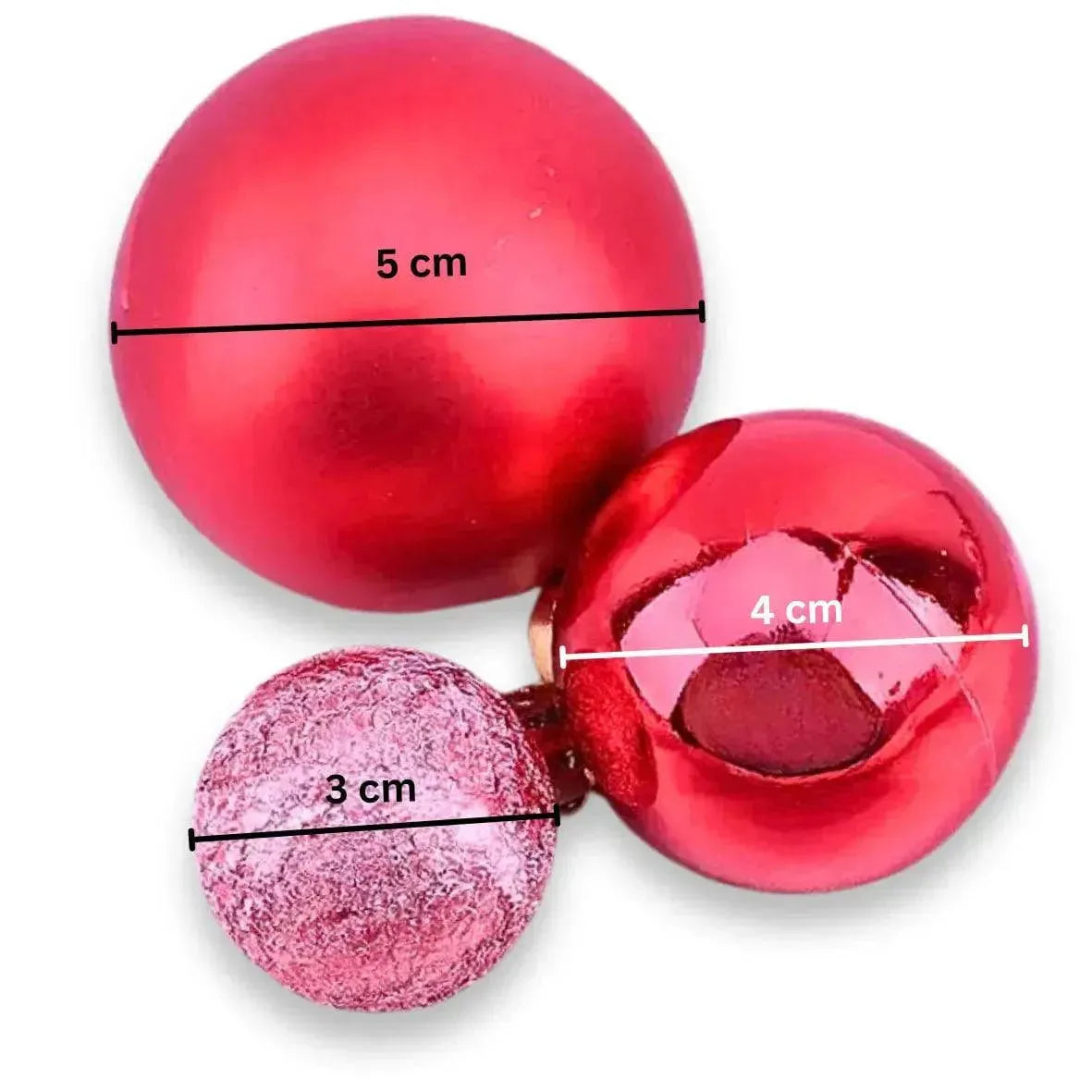 3 Piece Red Faux Ball Cake Toppers - Red Baubles Christmas Cake Topper - thebakingtools.com