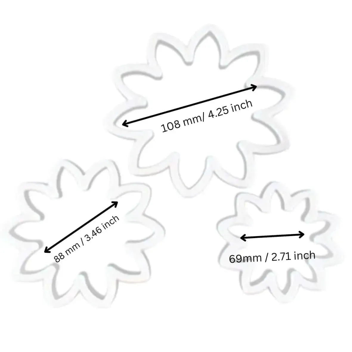 3Pcs Daisy Flower Shape Plunger Cutter - thebakingtools.com