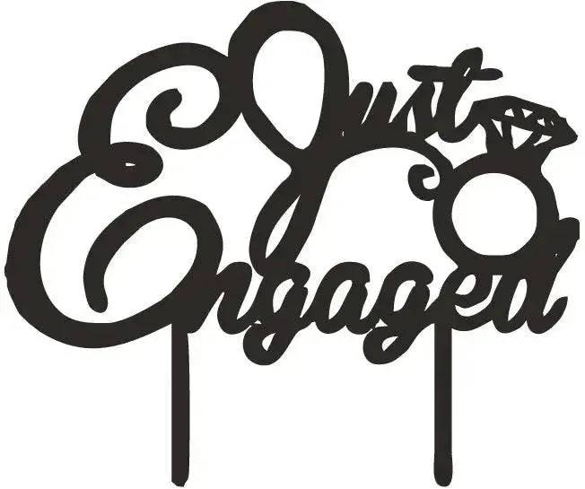 4 Inch Just Engaged Acrylic Cake Topper Tag , (EN-017) - thebakingtools.com