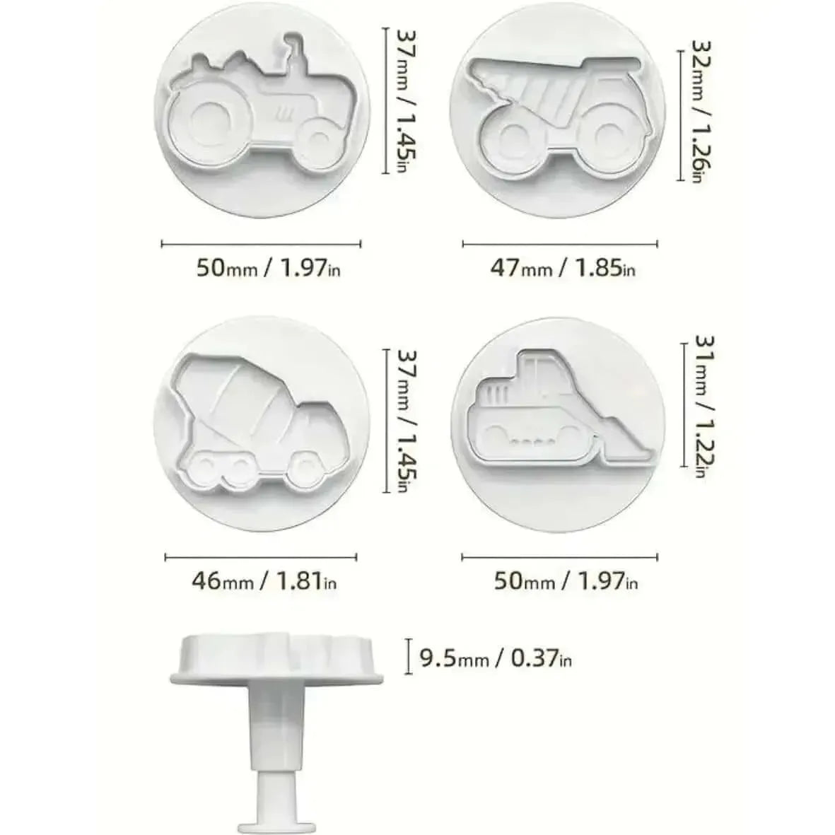 4 PCs Construction Transportation Vehicles Cutter - thebakingtools.com