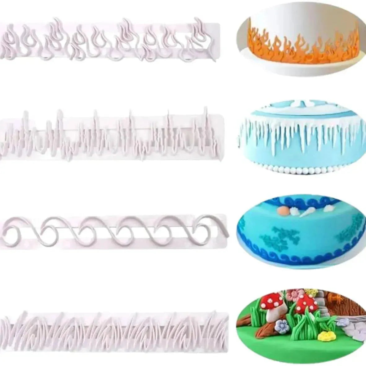 4 PCs EMBOSSING GRASS PLUNGER CUTTER - thebakingtools.com