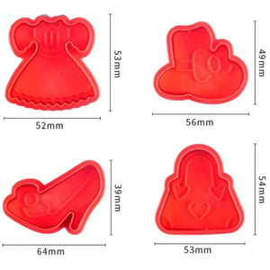 4 PCs Girl Dress Plunger Cutter - thebakingtools.com