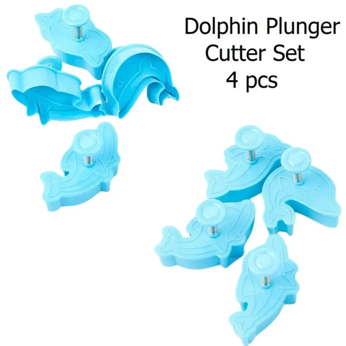4 PCs Set Dolphin Spring Plunger Cutters - thebakingtools.com