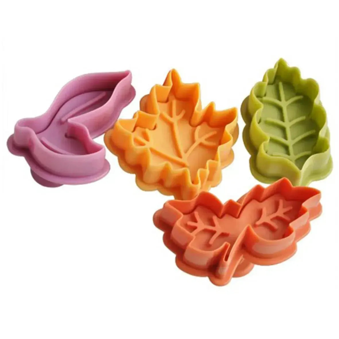4 Pcs Autumn Fall Themed Leaves Maple Leaf Plunger Cutter - thebakingtools.com