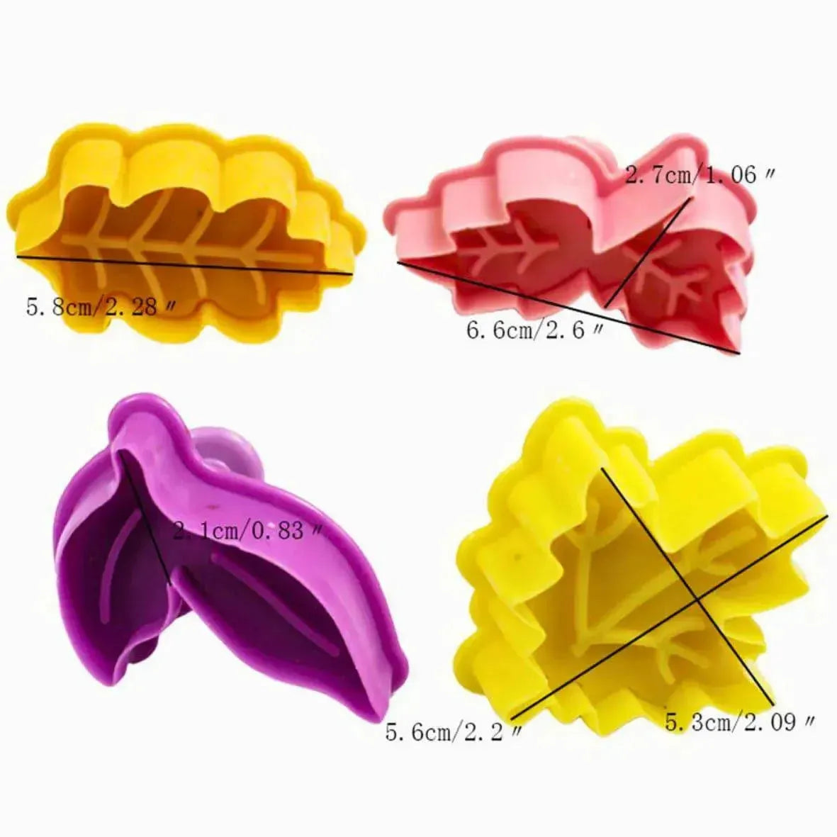 4 Pcs Autumn Fall Themed Leaves Maple Leaf Plunger Cutter - thebakingtools.com