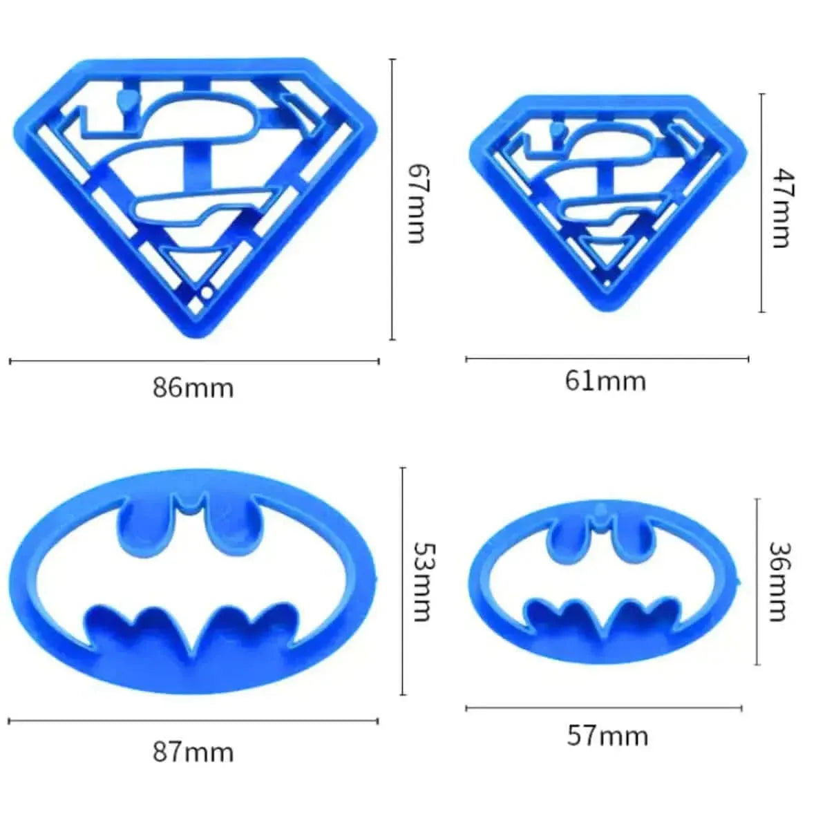 4PCs Batman Superman Plunger Cutter - thebakingtools.com