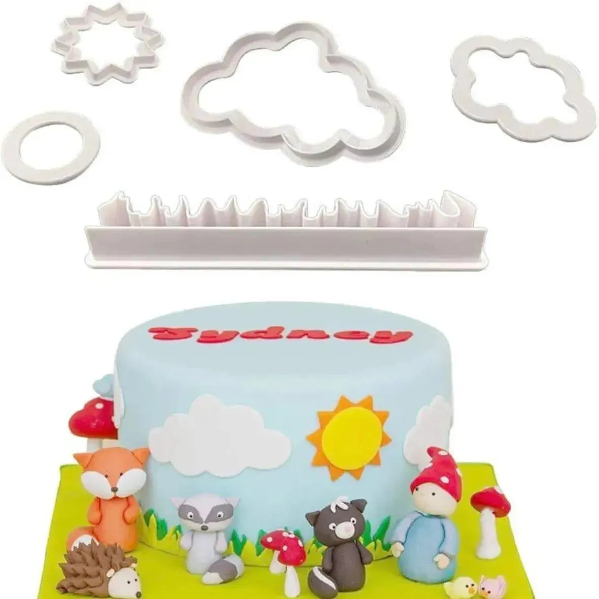 5 PCs Grass Sun Cloud Cutter Set - thebakingtools.com