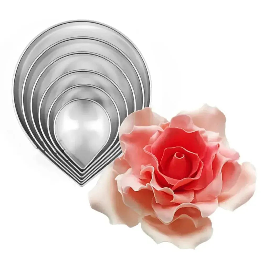 6 Pcs Austin Rose Petals Fondant Biscuit Cookie Plunger Cutter - thebakingtools.com