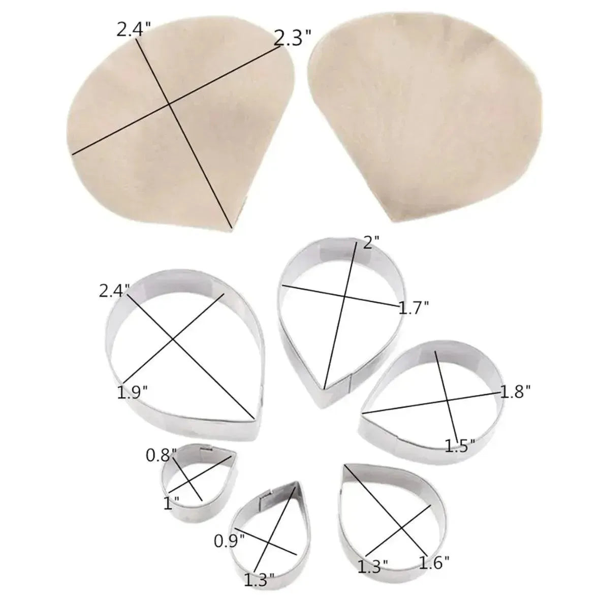 6 Pcs Austin Rose Petals Fondant Biscuit Cookie Plunger Cutter - thebakingtools.com