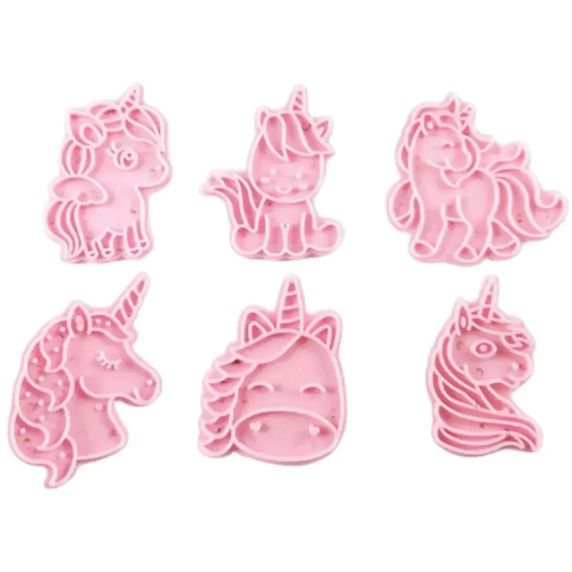6 PCs Unicorn Shapes Cookie Biscuit Cutter Fondant And Clay Cutter Stencil - thebakingtools.com