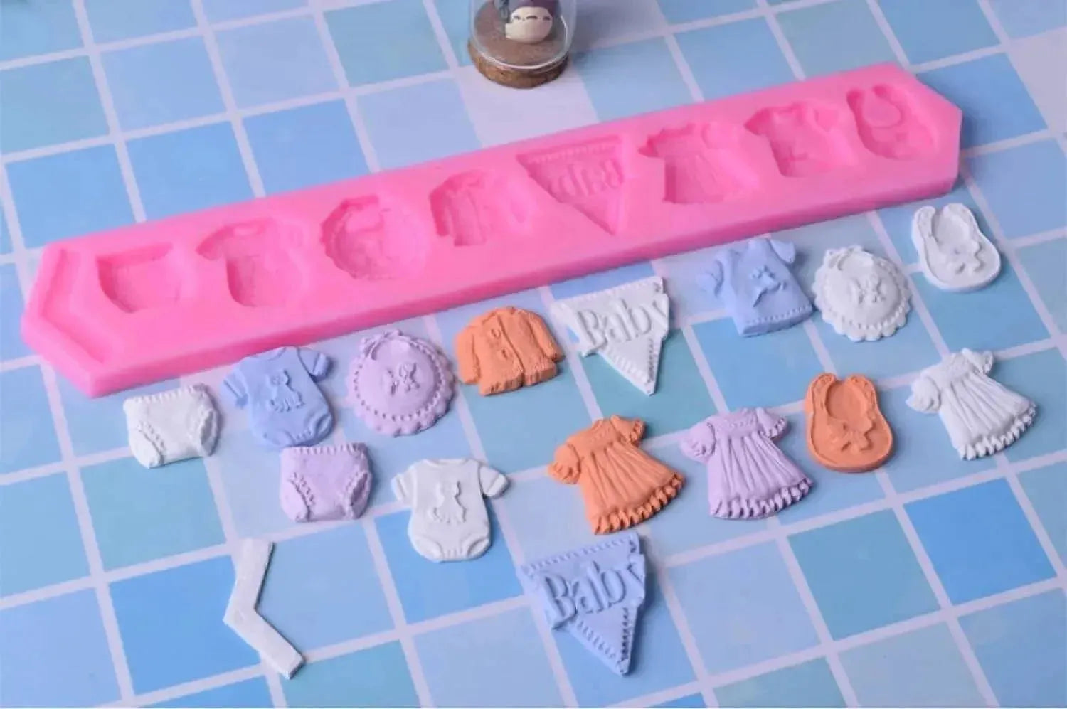 Baby Shower Theme Baby Clothes - Silicone Fondant Gum Paste Mould - thebakingtools.com
