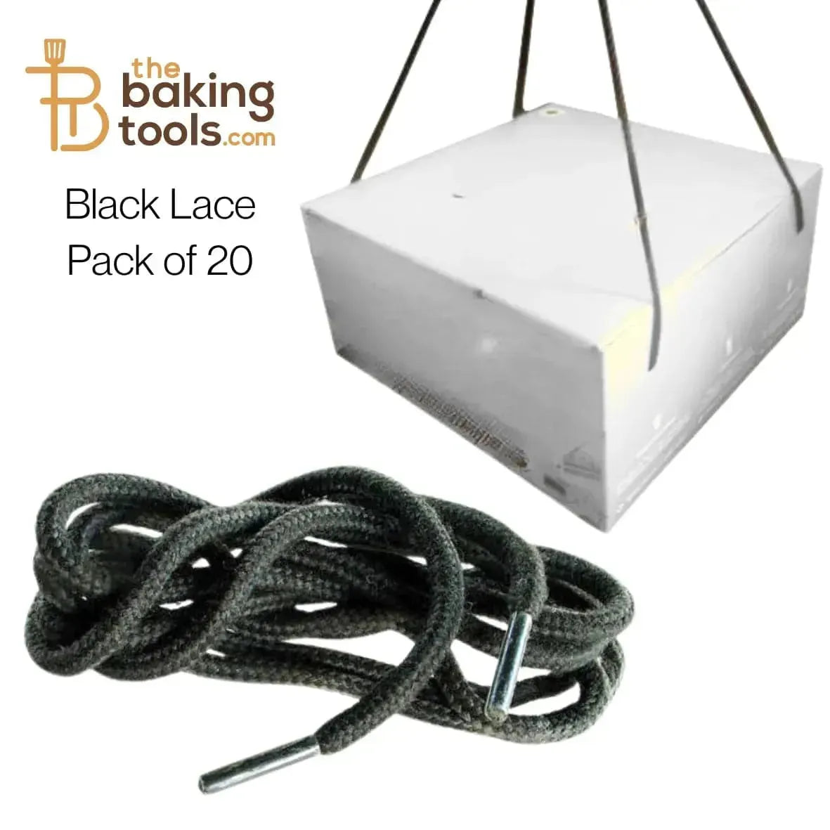 Black Lace Handle For Cake Box (Pack of 20 Pcs) - thebakingtools.com