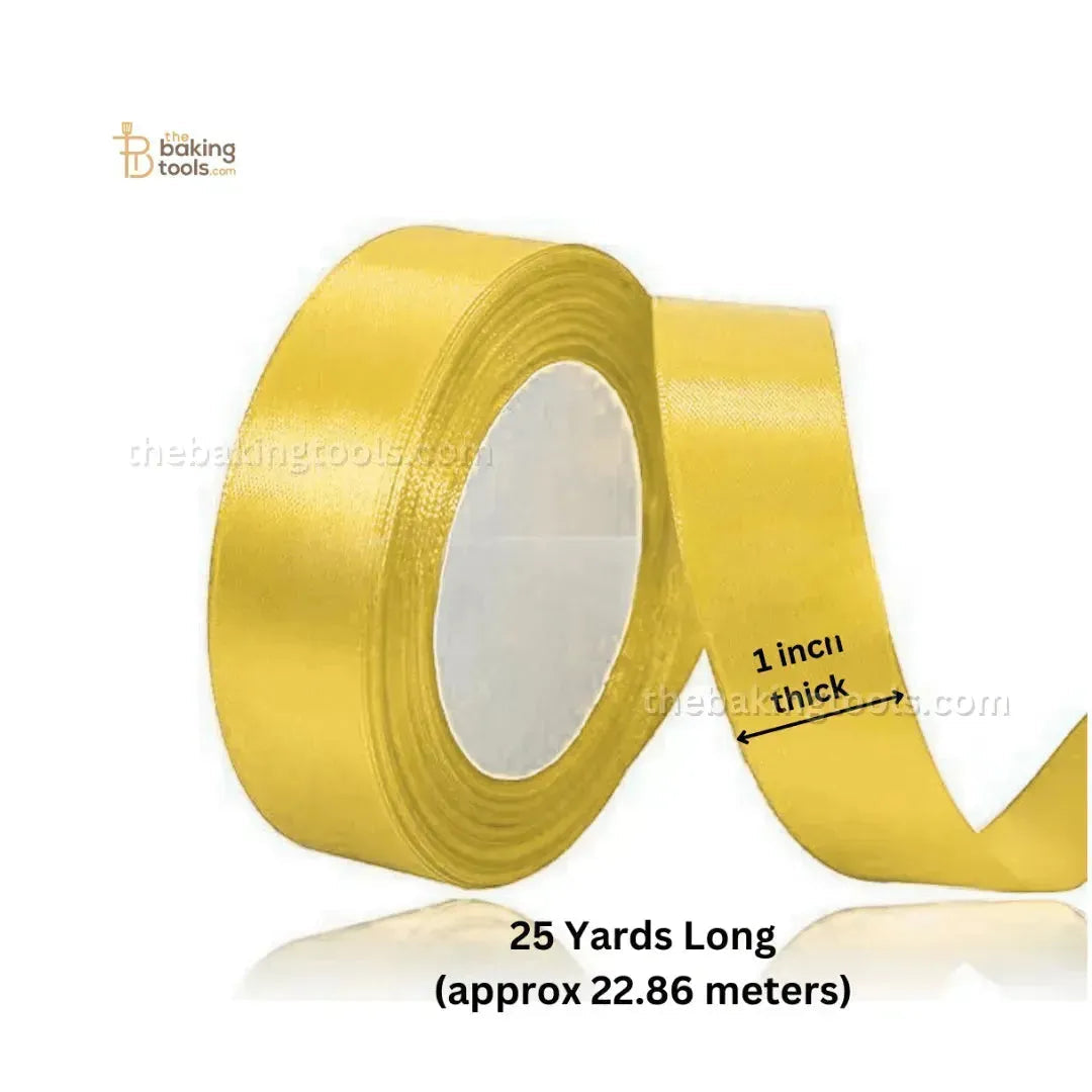Cream Plain Satin Ribbon Lace - 1 Inch Thick - thebakingtools.com