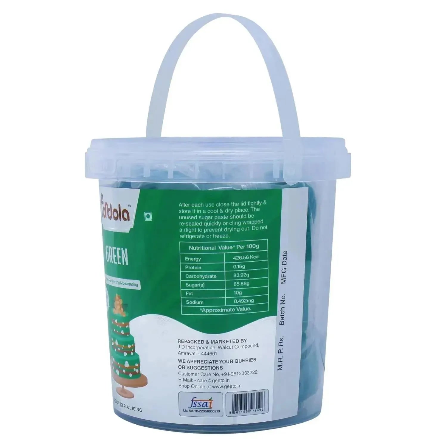 Fondola Green Sugar Paste Fondant 1kg - thebakingtools.com