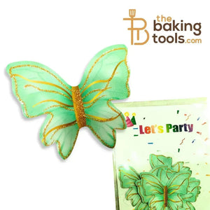 Green Paper Butterfly Cake Topper (Pack Of 10) 009 - thebakingtools.com