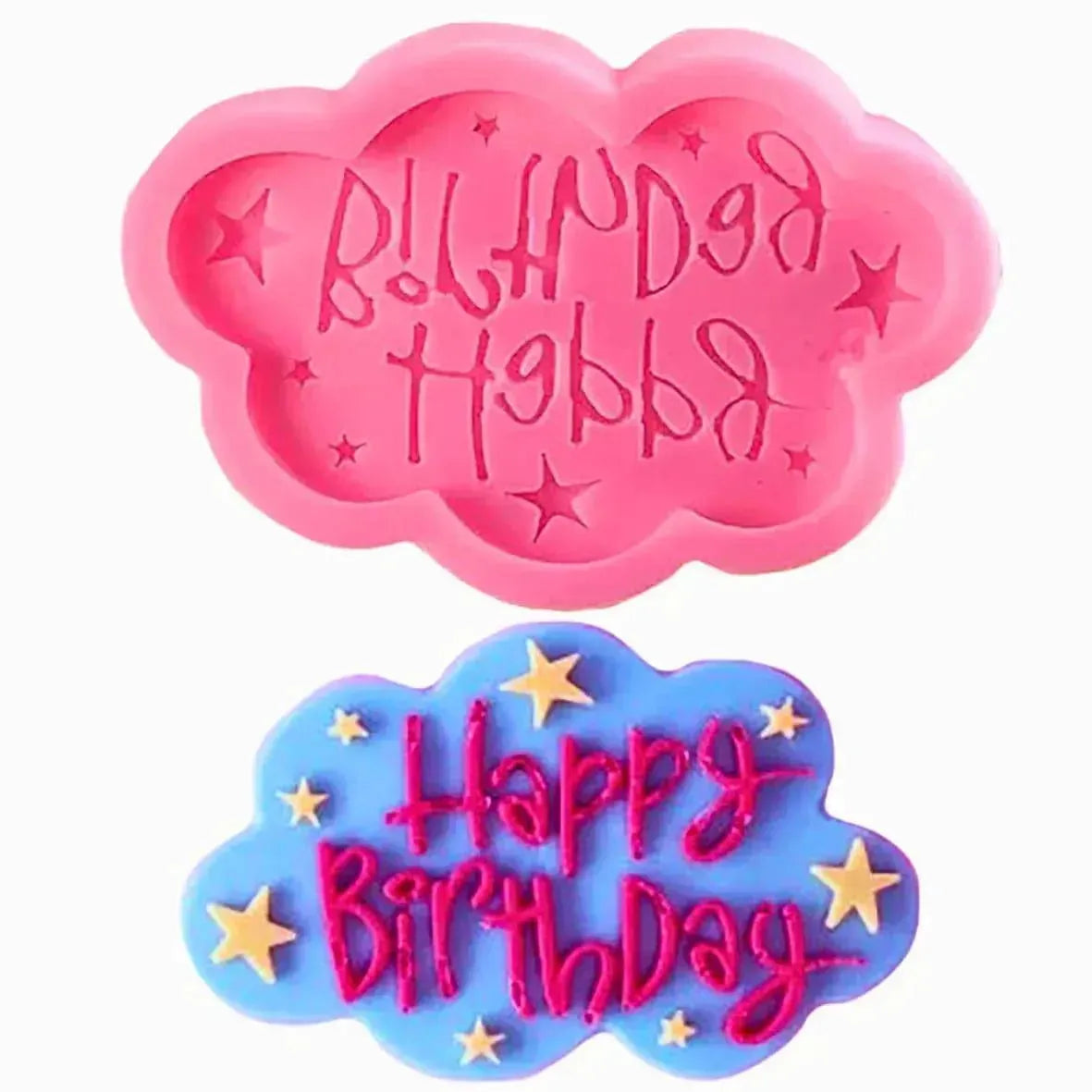 Happy Birthday - Silicone Fondant Gum Paste Mould - thebakingtools.com