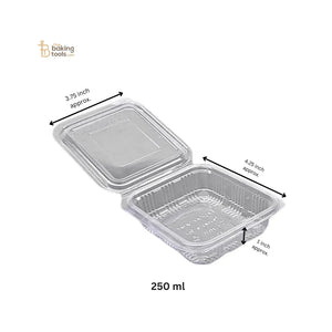 Hinged Pet Container Flat Lid 250 ml Pack of 50 (No COD) - thebakingtools.com