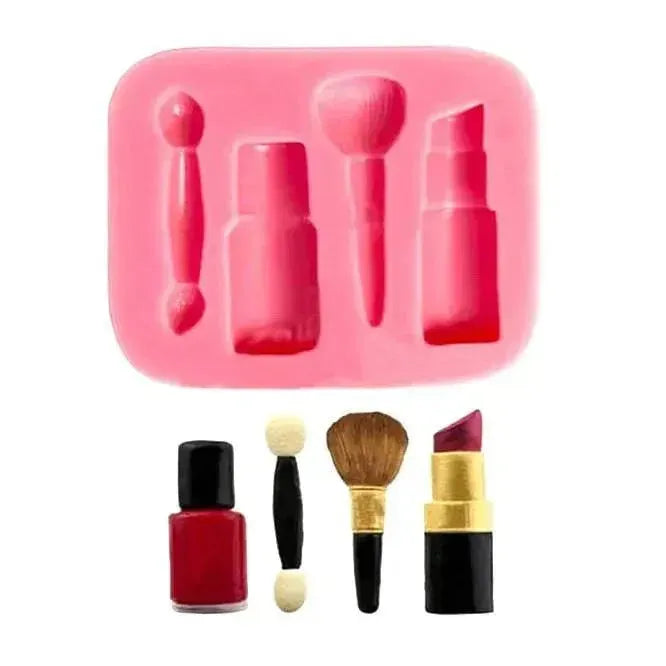 Makeup Themed Silicone Fondant Gum Paste Mould - thebakingtools.com