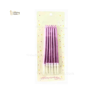 Metallic Pink Candles 6 Pc - thebakingtools.com